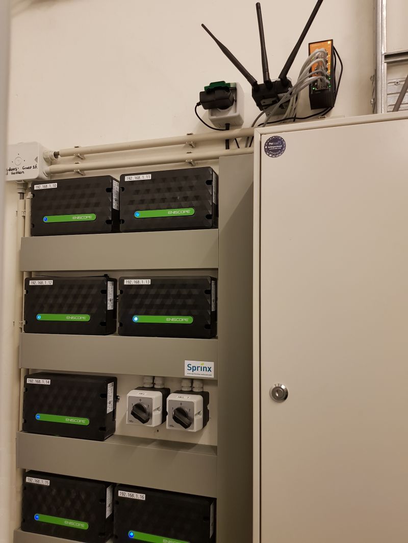 Multiple Eniscope units installed in electrical panel